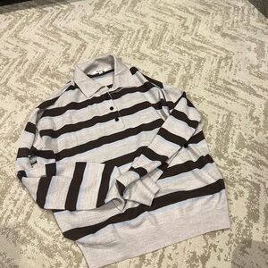 Madewell Striped Polo Shirt in Brown and Gray